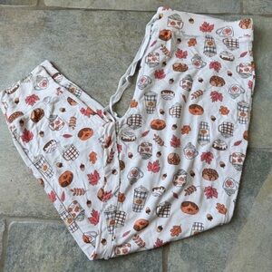 Cynthia Rowley Fall Pumpkin Spice coffee Joggers Sz L | Cozy Autumn Lounge Pants
